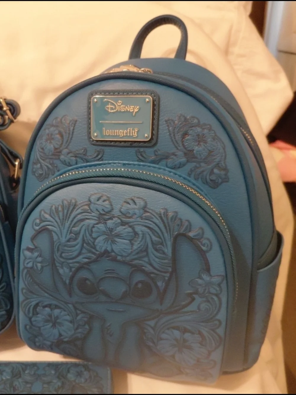Loungefly Teal Stitch Embossed Backpack, Crossbody & Wallet Set